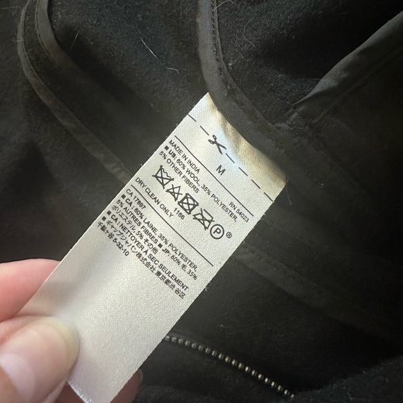 BANANA REPUBLIC black wool collarless zip front tie waist jacket Medium - Picture 5 of 5